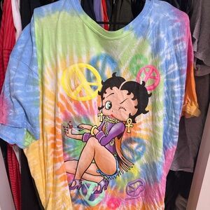 Vintage Betty Boop Shirt Tie Dye 2008 Peace Hippie Y2K Size 3XL XXXL